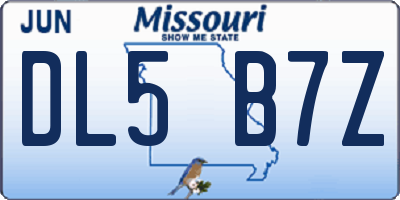 MO license plate DL5B7Z