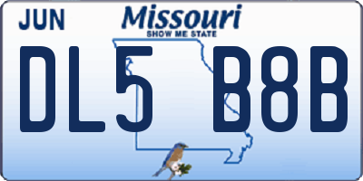 MO license plate DL5B8B