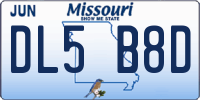 MO license plate DL5B8D