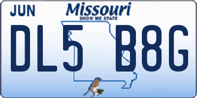 MO license plate DL5B8G