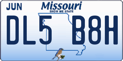 MO license plate DL5B8H