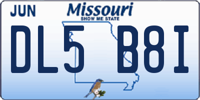 MO license plate DL5B8I