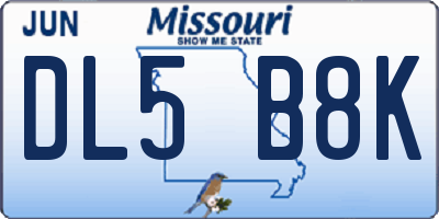 MO license plate DL5B8K