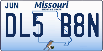 MO license plate DL5B8N