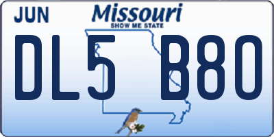 MO license plate DL5B8O