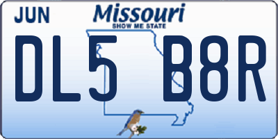 MO license plate DL5B8R