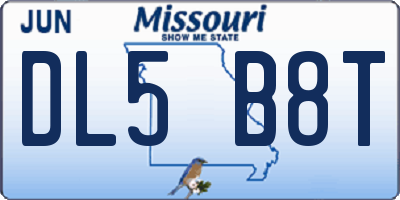 MO license plate DL5B8T
