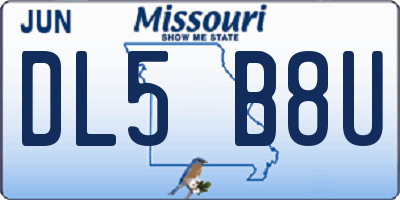 MO license plate DL5B8U