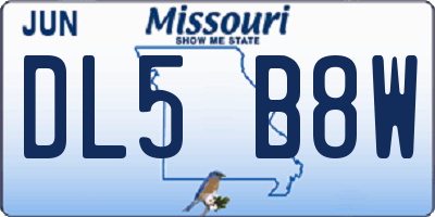 MO license plate DL5B8W