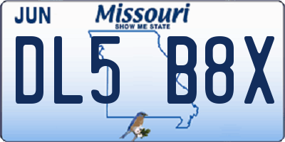 MO license plate DL5B8X