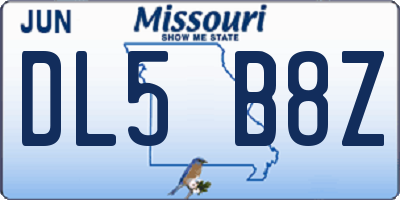 MO license plate DL5B8Z
