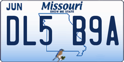 MO license plate DL5B9A