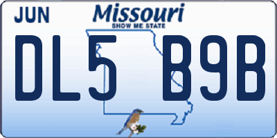 MO license plate DL5B9B