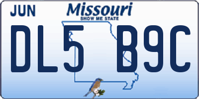 MO license plate DL5B9C