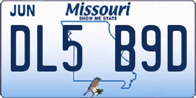 MO license plate DL5B9D