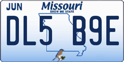 MO license plate DL5B9E