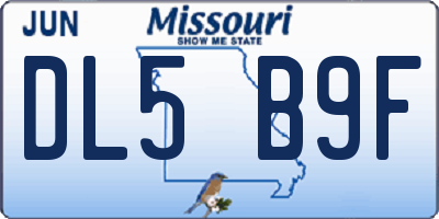MO license plate DL5B9F