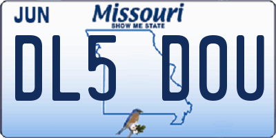 MO license plate DL5D0U
