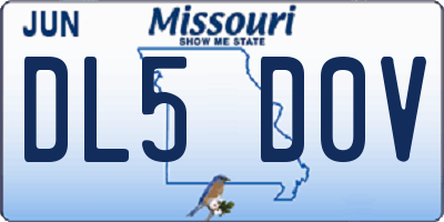 MO license plate DL5D0V