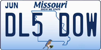 MO license plate DL5D0W