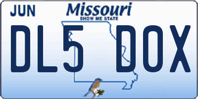 MO license plate DL5D0X