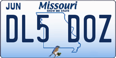 MO license plate DL5D0Z