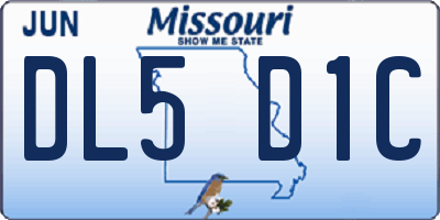 MO license plate DL5D1C