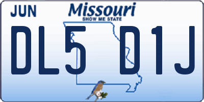 MO license plate DL5D1J