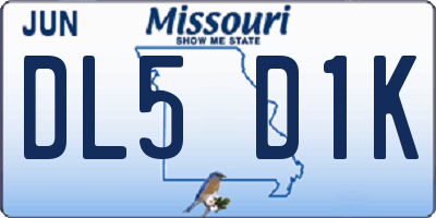 MO license plate DL5D1K