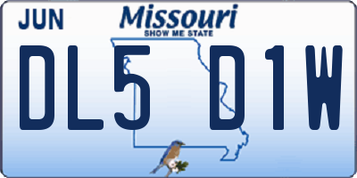 MO license plate DL5D1W