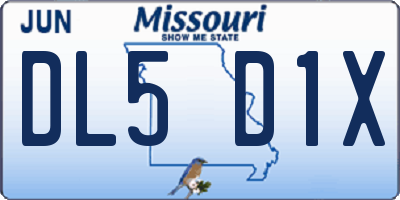 MO license plate DL5D1X