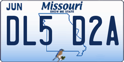 MO license plate DL5D2A