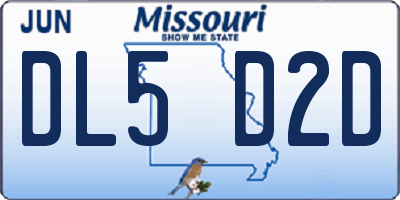 MO license plate DL5D2D
