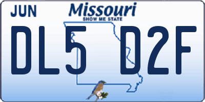 MO license plate DL5D2F
