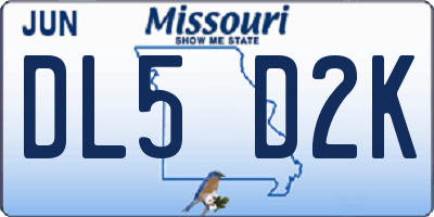 MO license plate DL5D2K