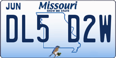 MO license plate DL5D2W