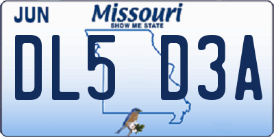 MO license plate DL5D3A