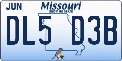 MO license plate DL5D3B