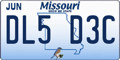 MO license plate DL5D3C