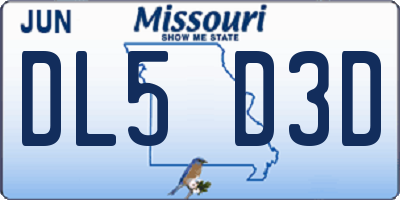 MO license plate DL5D3D