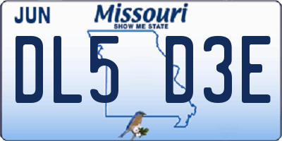 MO license plate DL5D3E