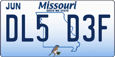 MO license plate DL5D3F