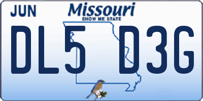 MO license plate DL5D3G