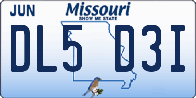 MO license plate DL5D3I