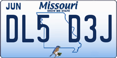MO license plate DL5D3J