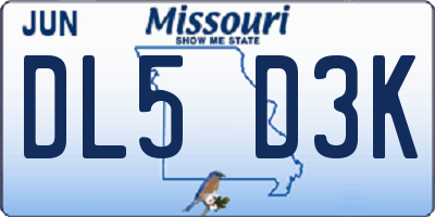 MO license plate DL5D3K
