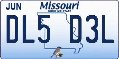 MO license plate DL5D3L