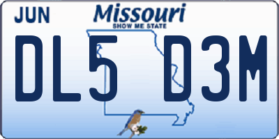 MO license plate DL5D3M
