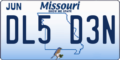 MO license plate DL5D3N