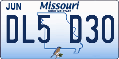 MO license plate DL5D3O